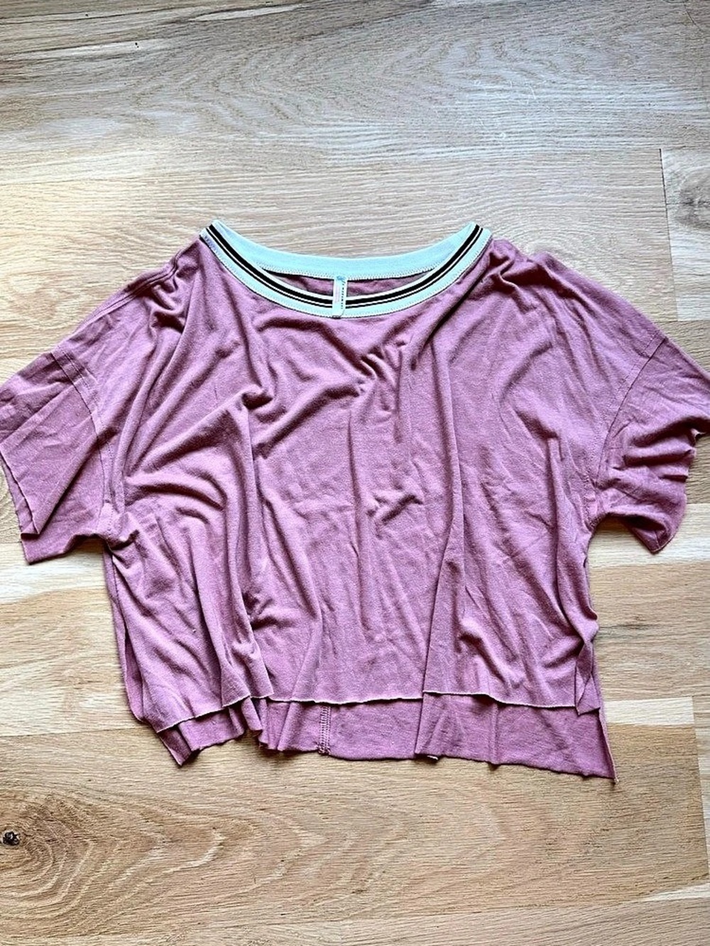FP Movement Stripe Tackle T-Shirt Short Sleeve Top in Pink